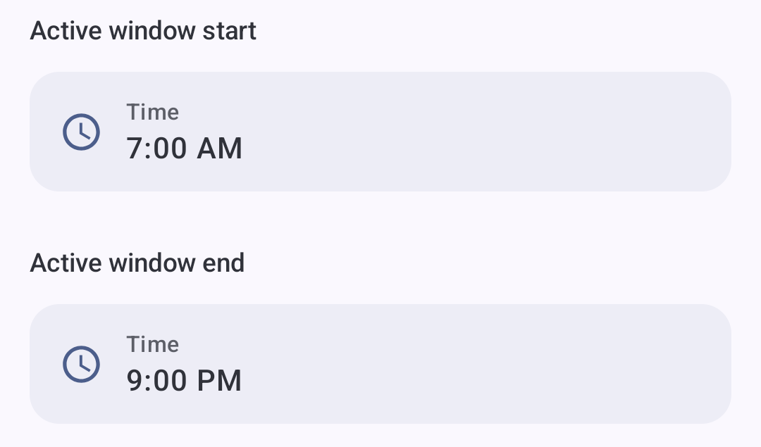 Active window starting at 7:00 AM and ending at 9:00 PM