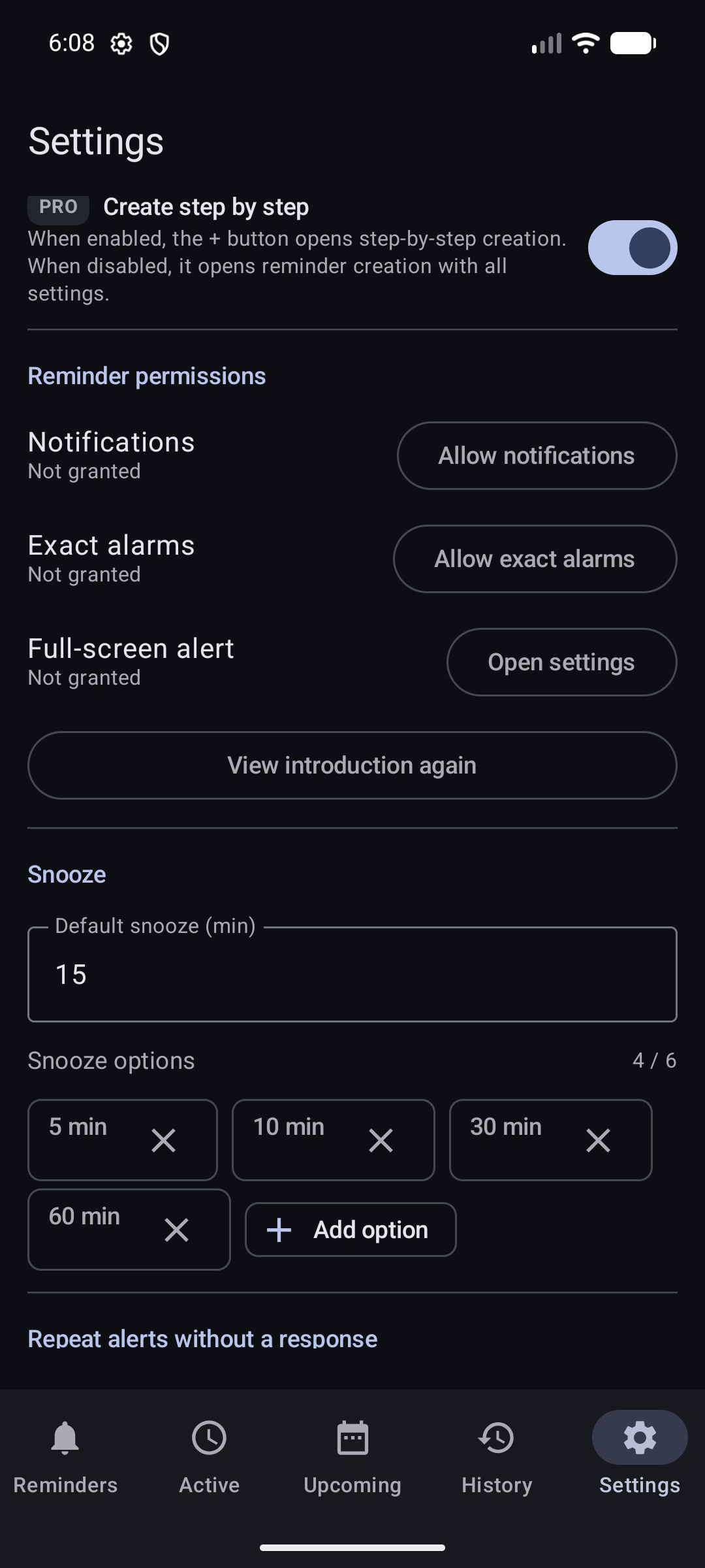 DKReminder Settings heading