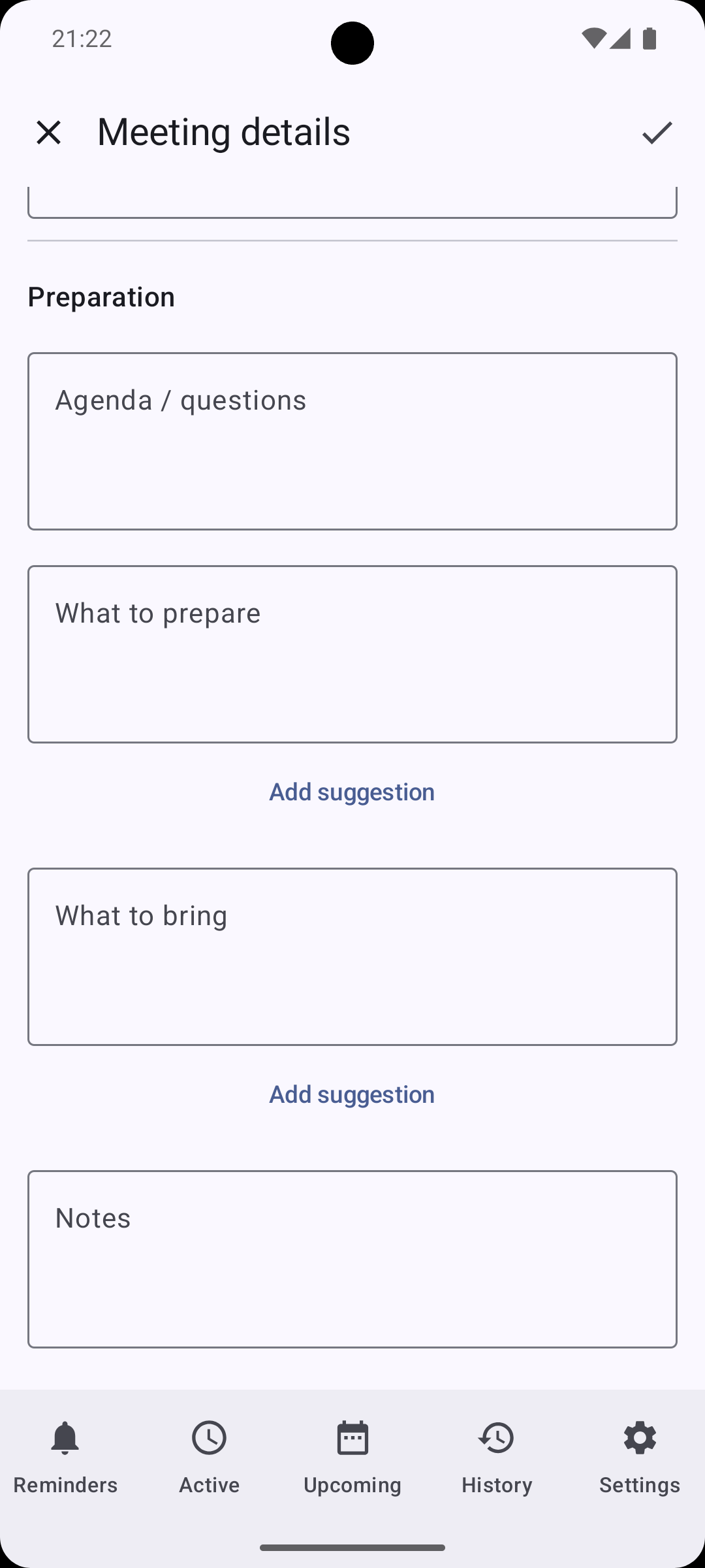 More Meeting scenario details: preparation, things to bring, and notes